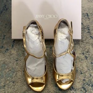 Jimmy Choo Presta Gold Mirrored Heels